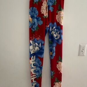 Adidas farm Rio women’s Leggings - Red with Blue Floral